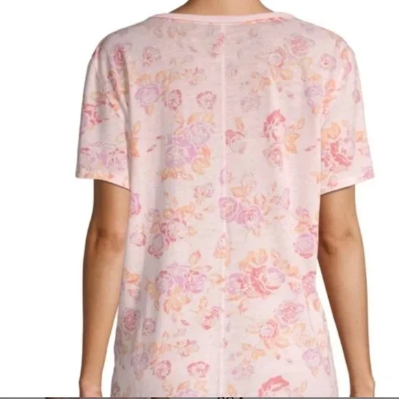• New • Free People Floral-Print Tie Dye Cotton-Blend Tee Size M New Pinks Peach - Picture 3 of 10